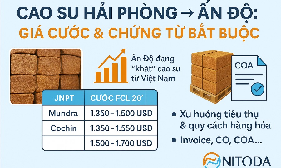 Cao Su Hải Phòng → Ấn Độ: Giá Cước & Chứng Từ Bắt Buộc
