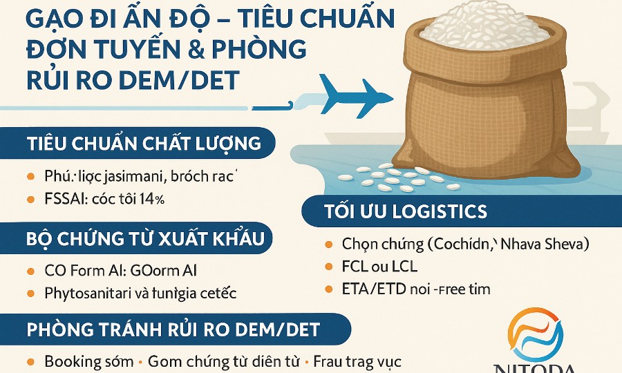 Gạo Đi Ấn Độ – Tiêu Chuẩn Đơn Tuyến & Phòng Rủi Ro DEM/DET