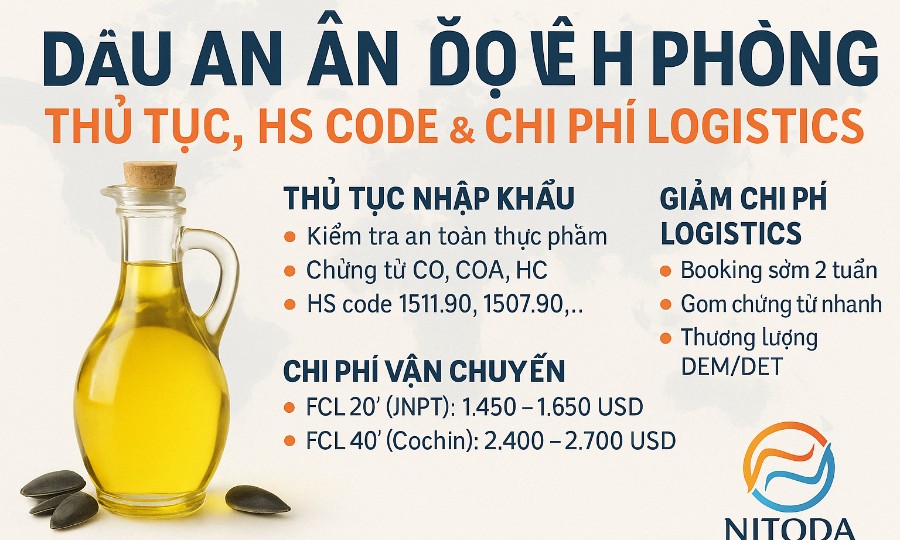 Dầu Ăn Ấn Độ Về Hải Phòng – Thủ Tục, HS Code & Chi Phí Logistics