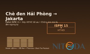 Chè đen Hải Phòng → Jakarta: pallet ISPM 15, xếp 40’HC “chắc – thoáng – sạch mùi”