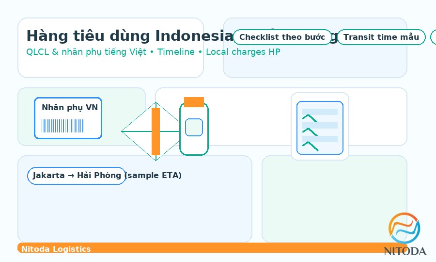 Hàng tiêu dùng Indonesia → Hải Phòng: QLCL & nhãn phụ