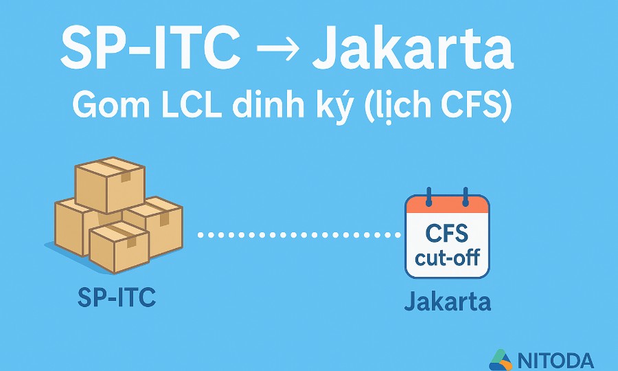 SP-ITC → Jakarta: gom LCL định kỳ (lịch CFS) — Cầm tay chỉ việc cho doanh nghiệp gửi hàng lẻ