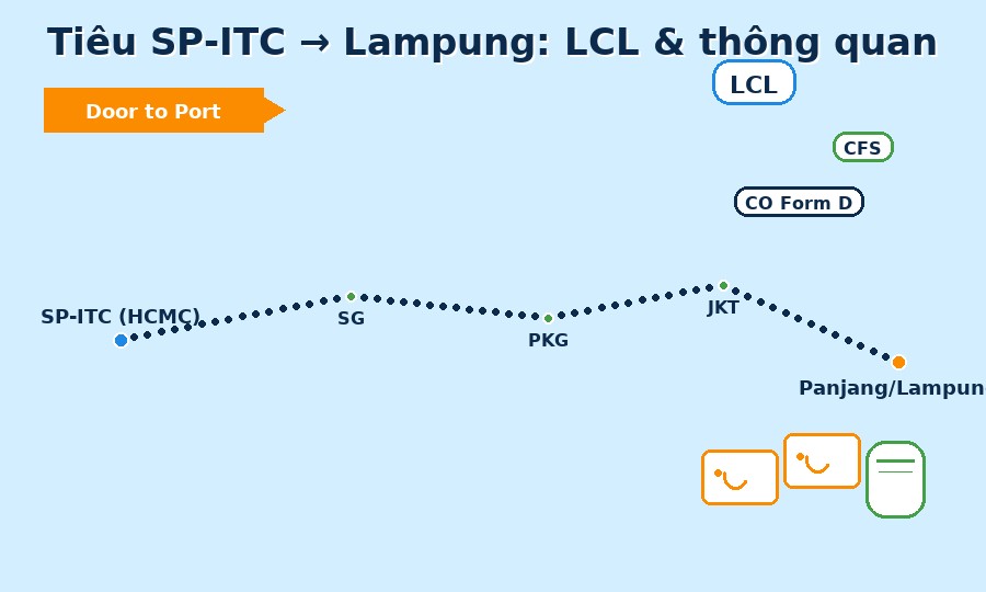 Tiêu SP-ITC → Lampung: LCL & lưu ý thông quan