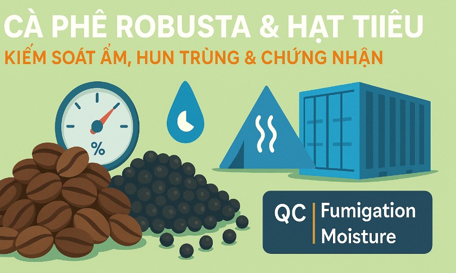 CÀ PHÊ ROBUSTA & HẠT TIÊU: KIỂM SOÁT ẨM, HUN TRÙNG & CHỨNG NHẬN CHẤT LƯỢNG
