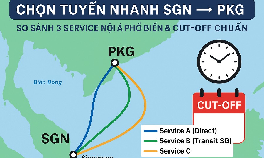 CHỌN TUYẾN NHANH SGN → PKG: SO SÁNH 3 SERVICE NỘI Á PHỔ BIẾN & CUT-OFF CHUẨN