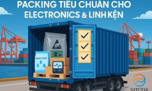 Packing tiêu chuẩn cho electronics & linh kiện ESD, hút ẩm & data logger trong hành trình nội Á 2–7 ngày